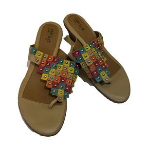 Eurosoft by Sofft Sandals Thong Flip Flop Low Kitten Heel Black Women's Size 9.5